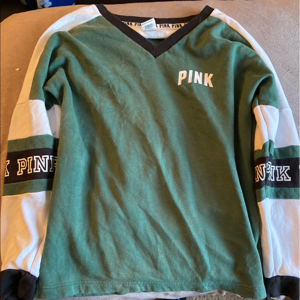 VS Pink small green sweatshirt